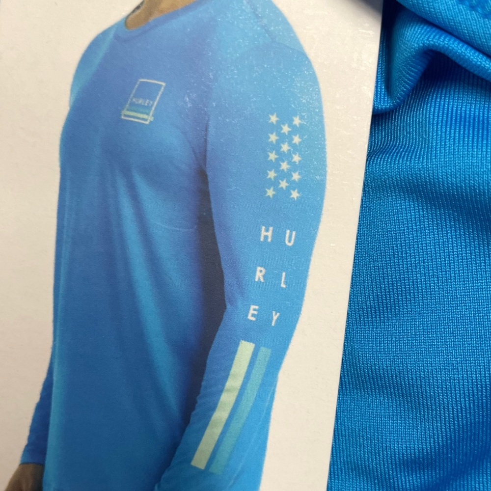 Mens Hurley Long Sleeve Blue Shirt -- Breathable Size Large